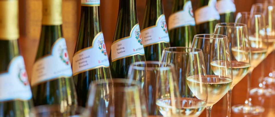 Sortiment des Karthäuserhofs zur Weinprobe